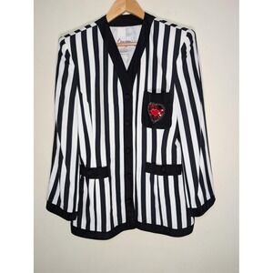 Jac Dole Graphic Stripe Blazer Cardigan‎ Sequin Heart Pocket Avant Garde Sz 40